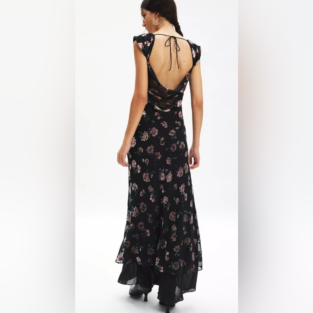NWT For Love & Lemons Aigrette Floral Velvet Burnout Maxi Dress Size Large - Picture 11 of 14